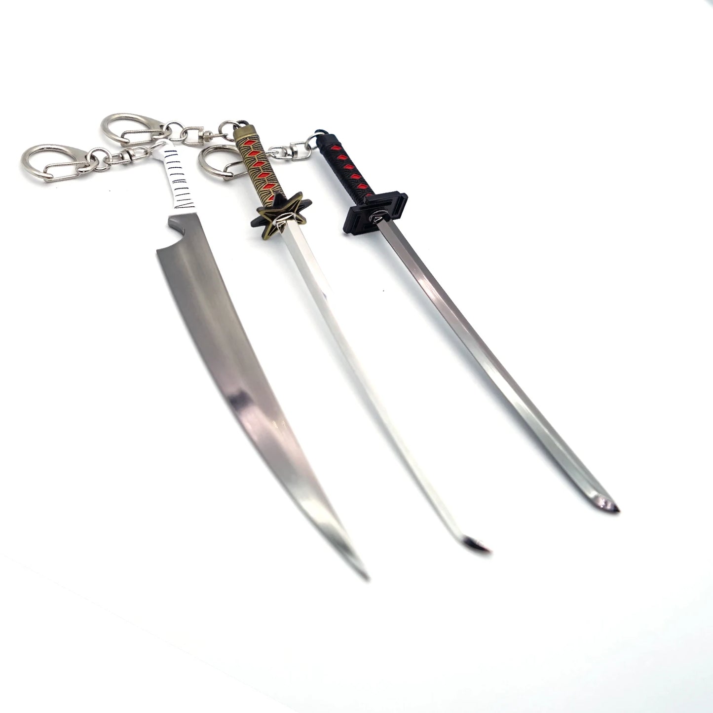 Bleach Key Chain Kurosaki Ichigo Sword Hitsugaya Toushirou Katana Keychain Keyring Anime Weapon Keychains Accessories llaveros