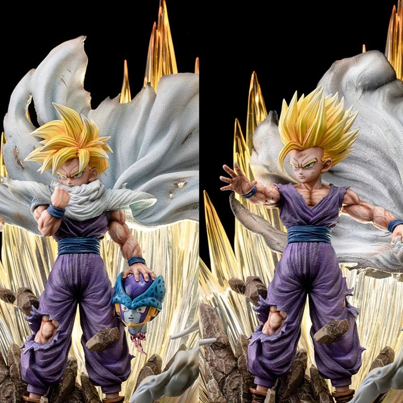 42cm Anime Dragon Ball Figure Super Saiyan Son Gohan PVC Action Figure with Light Effect Collection Desktop Statue Toys Gifts