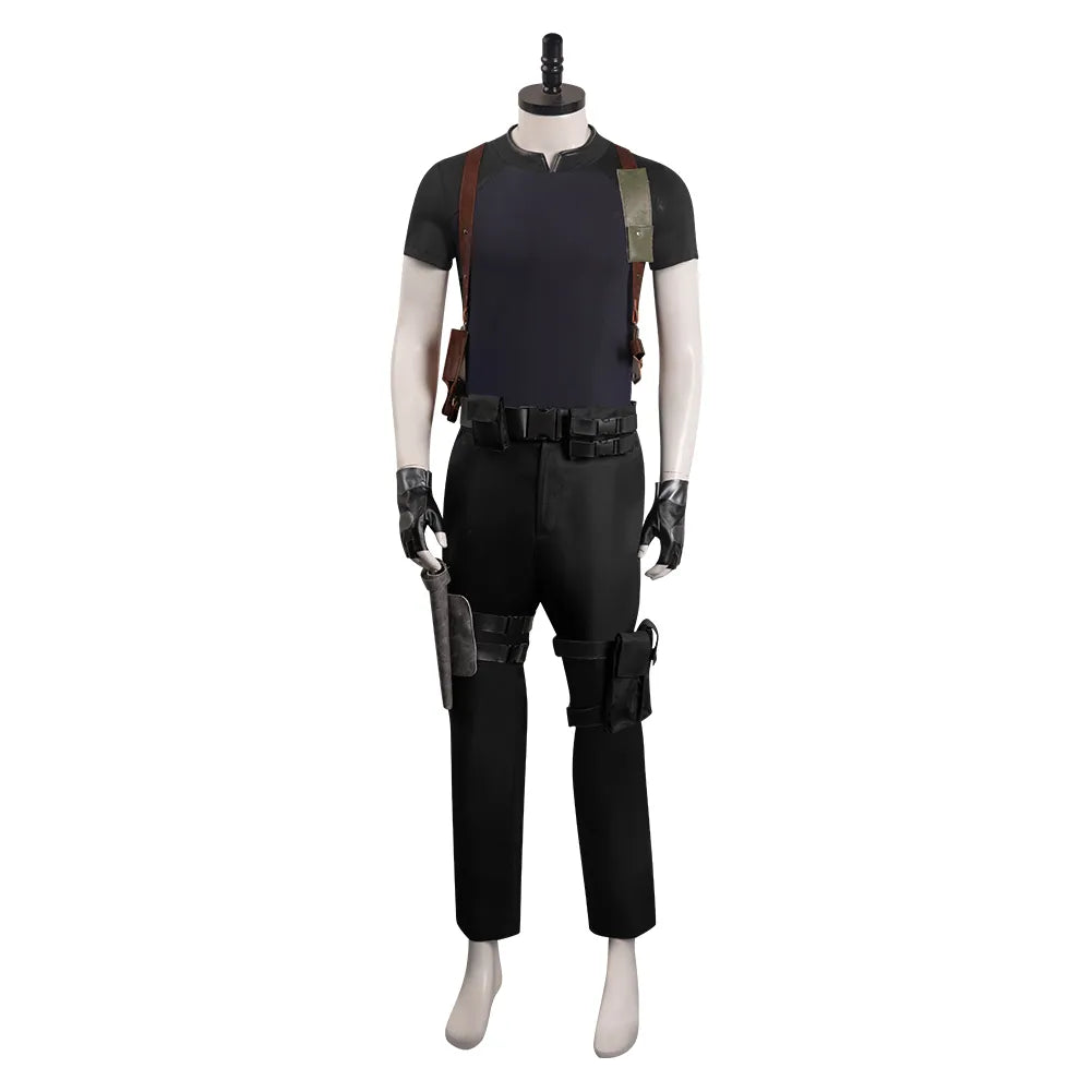 Leon S.Kennedy Cosplay Costume Resident 4 Remake Top Pants Belt Halloween Carnival Party Disguise Suit