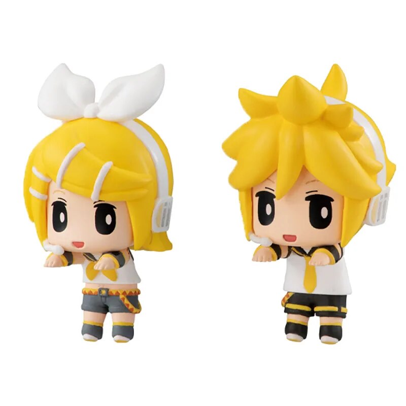 Japón genuino Kagamine Rin Kagamine Len Megurine Luka lindo Anime figuras de acción juguetes para niños niñas niños regalos modelo adornos