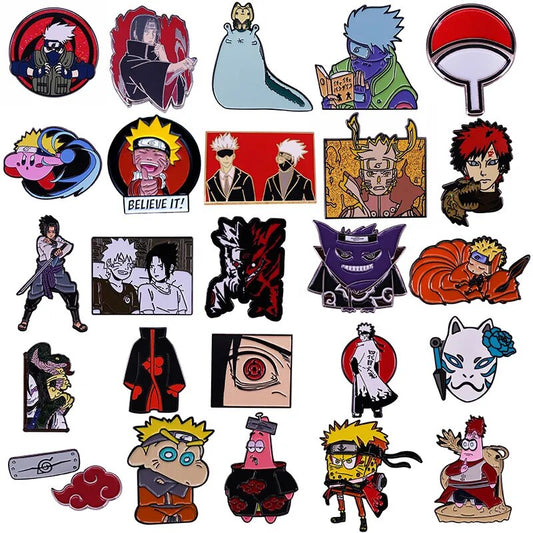 Anime Naruto Akatsuki nubes rojas solapa Pins mochila Jeans esmalte broche Pin mujeres joyería de moda regalos insignias de dibujos animados