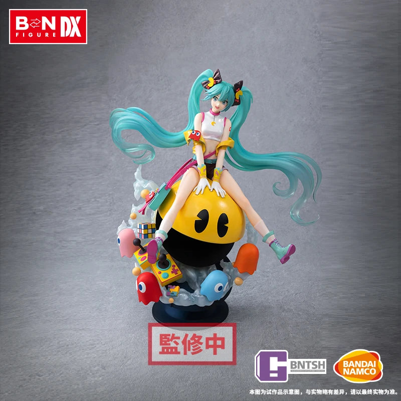 In Stock BANDAI BN FIGURE DX Vocaloid Hatsune Miku Pac-Man PVC Anime Action Figures Collection Model Ornaments Toy For Boys Gift