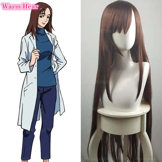 Jujutsu Kaisen Cosplay Wig Ieiri Shoko Brown Long Straight Wig Cosplay Anime Heat Resistant Hair Halloween Party Wigs + Wig Cap