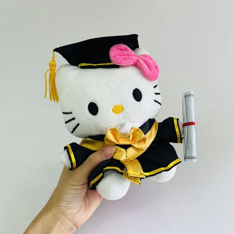 Nuevo Sanrio Anime temporada de graduación Hello Kitty juguete de felpa dibujos animados muñeco de peluche suave decoración de habitación juguetes para niños regalos