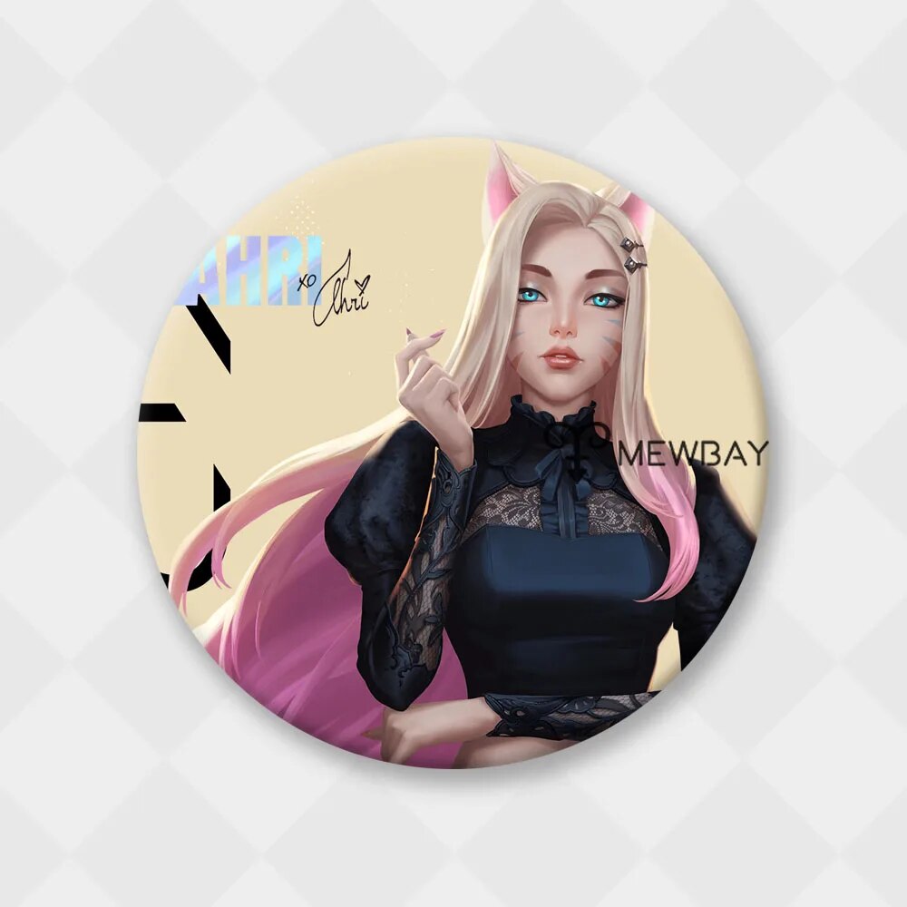 League of Legends Badge K/DA ALL OUT Kaisa Ahri Seraphine Akali Evelynn LOL Champions Game 58mm Metal Brooch Backpack Decor Gift