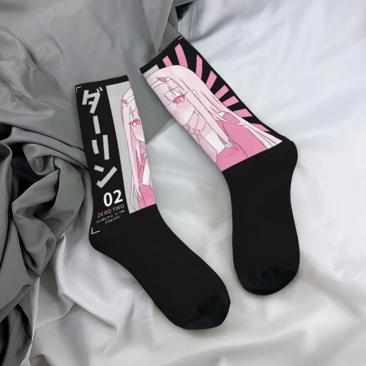 Novelty Women Socks Zero Two Kawaii Story Accessories Cute Darling In The Franxx Graphic Socks All Season