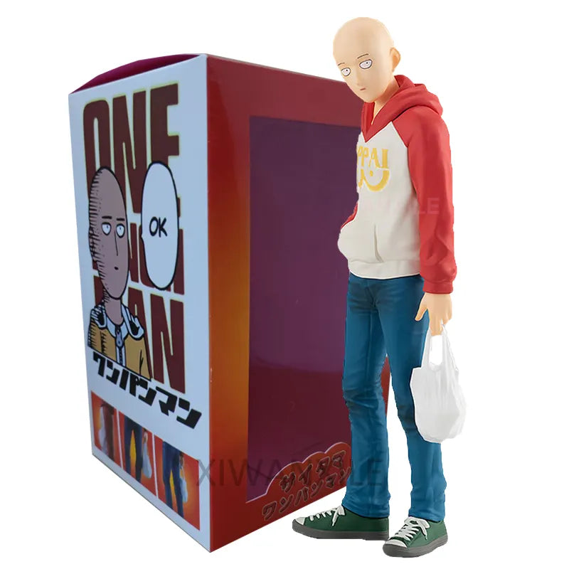 18cm POP UP PARADE One Punch Man figura de Anime One Punch Man Saitama OPPAI Sudadera con capucha colección de figuras de acción modelo muñeca Juguetes