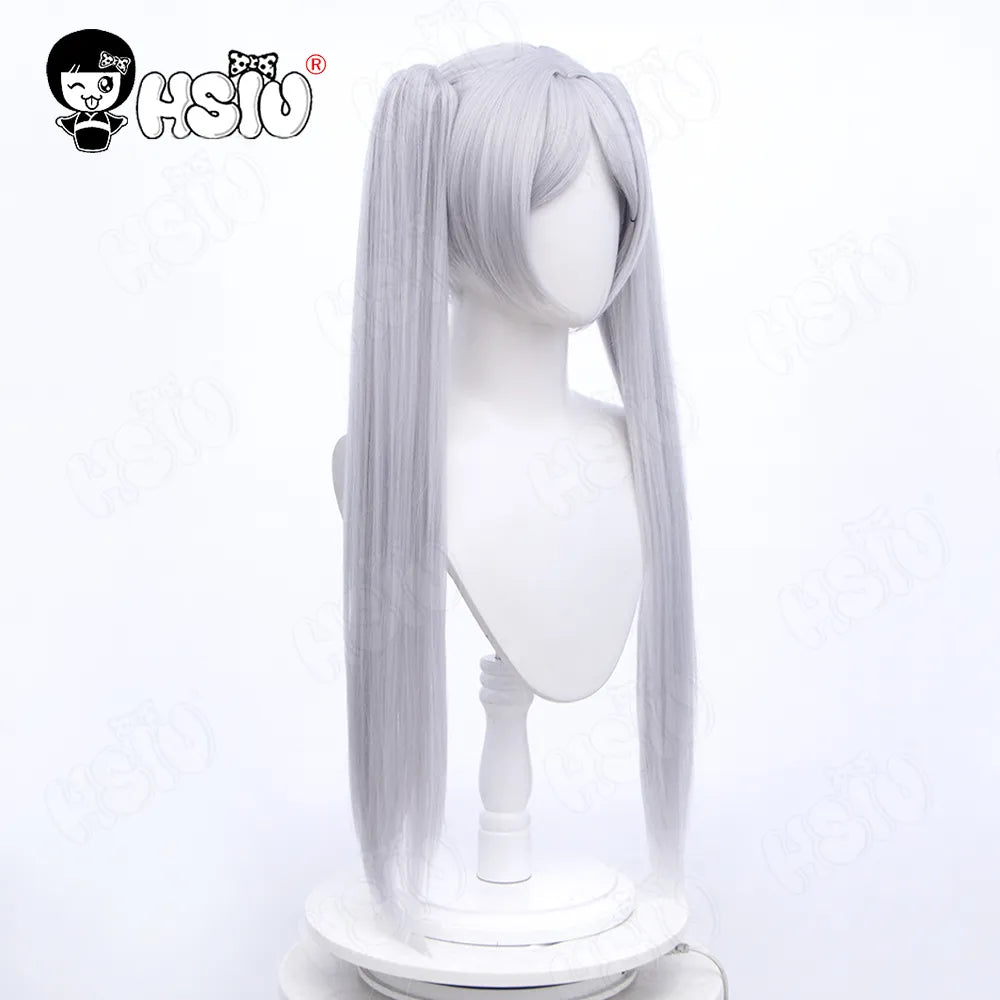 Frieren cosplay Wig Fiber synthetic wig Anime Sousou no Frieren at the Funeral「HSIU 」Silver gray double ponytail long hair