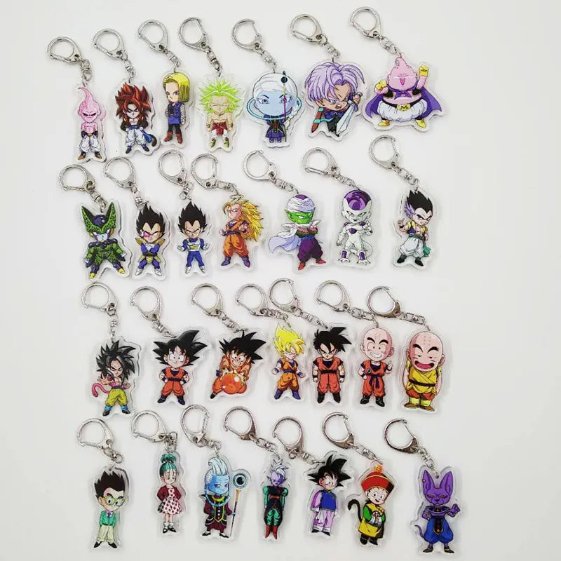 Anime Dragon Ball Z Peripheral Acrylic Pendant Keychains Dragon Ball Son Goku Vegeta IV Beerus Trunks Buu Piccolo Keychain Gifts