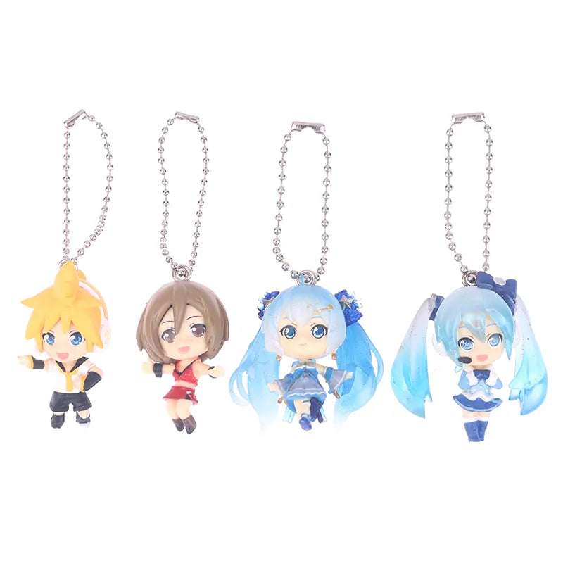 1Pcs 4cm Kawaii Hatsune Miku Keychain Keyring PVC Anime Figure Super Cute Kids Key Chains For Backpacks