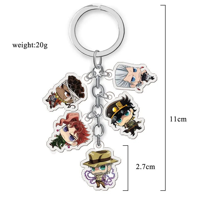 Anime JOJO Bizarre Adventure Keychain Acrylic Figure Kujo Jotaro Kira Yoshikage Caesar Pendent Keyring Collection Gift