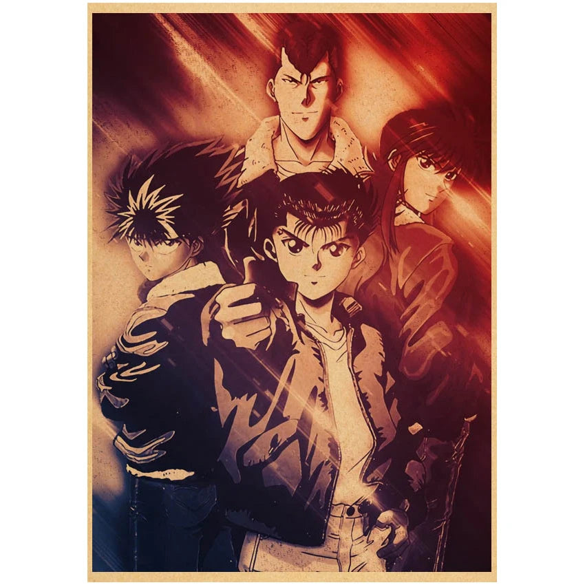 yu yu hakusho Posters Retro Poster Home Decor japanese anime Wall Stickers Living Room Bar Cafe Decoration Pictures