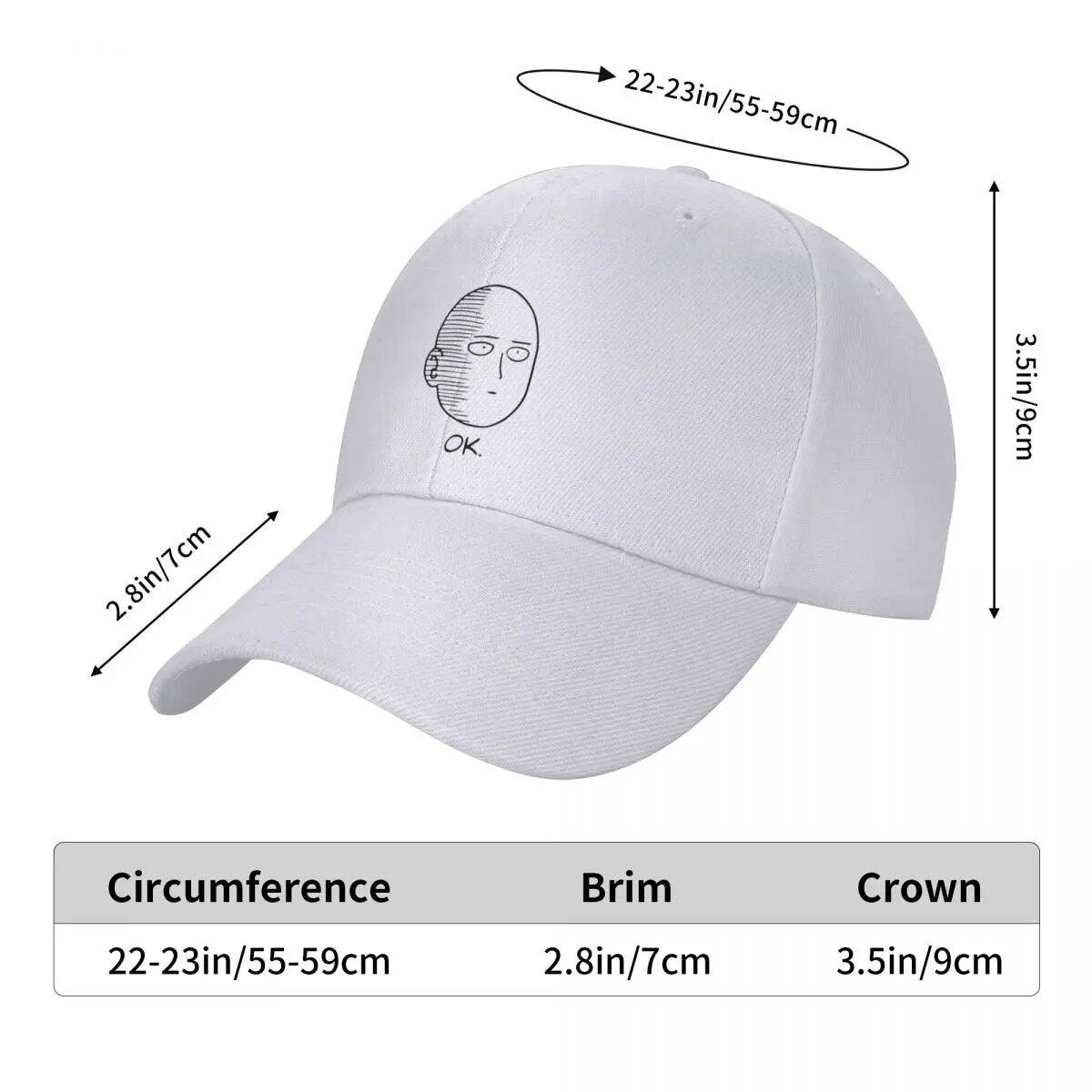 Cool One Punch Man Saitama Anime gorra de béisbol hombres mujeres personalizado ajustable adulto japonés superhéroe Manga papá sombrero Hip Hop