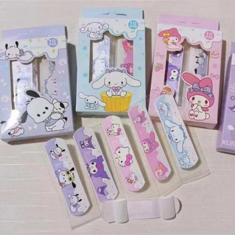 Sanrio Kawaii Hello Kitty Bandaid Cinnamoroll Anime Cartoon Printed Portable Wear Resistant Breathable Wound Protection Bandaid