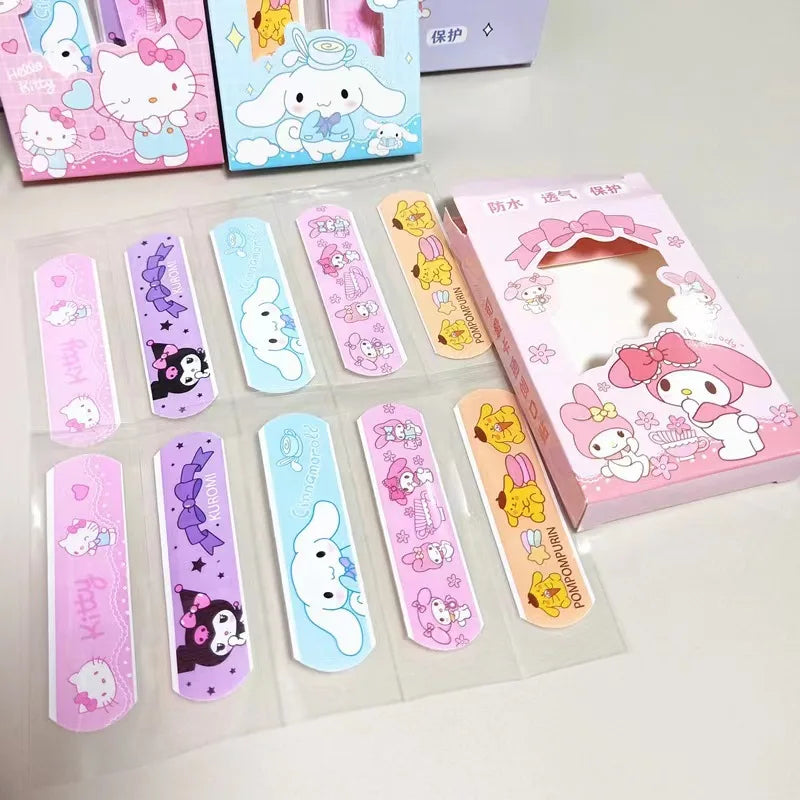 Sanrio Kawaii Hello Kitty Bandaid Cinnamoroll Anime Cartoon Printed Portable Wear Resistant Breathable Wound Protection Bandaid