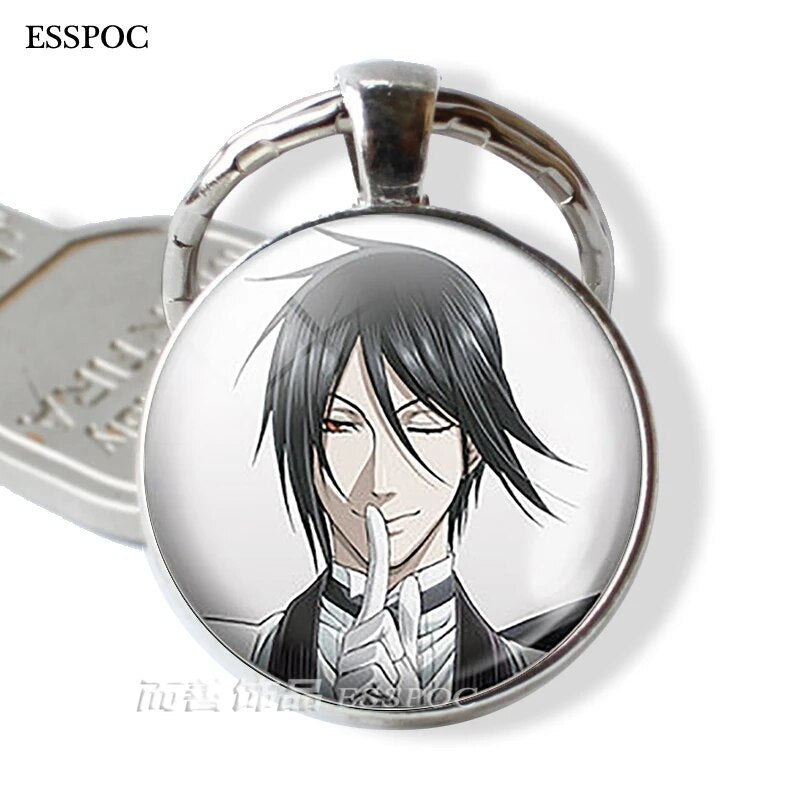 Black Butler Metal Keychain Kuroshitsuji Ciel Phantomhive Sebastian Grell Madame Red Emblem Anime Manga Key Chain Kering