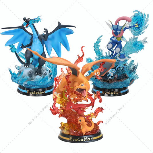 Mega Charizard X Y Anime Figure Pokemon Charmander Greninja Evolution Special Effects Scenes Model Action Figures Halloween Gift