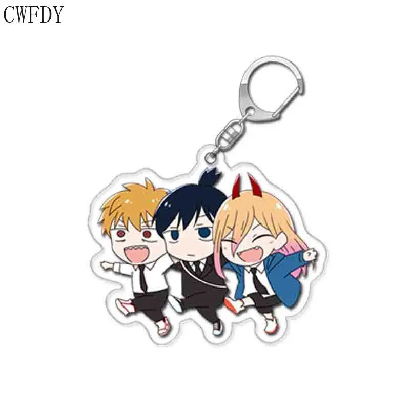 Chainsaw Man Cosplay Keychain Cartoon Denji Power Hayakawa Aki Transparent PVC Double Sided Key Chain For Friends Christmas Gift