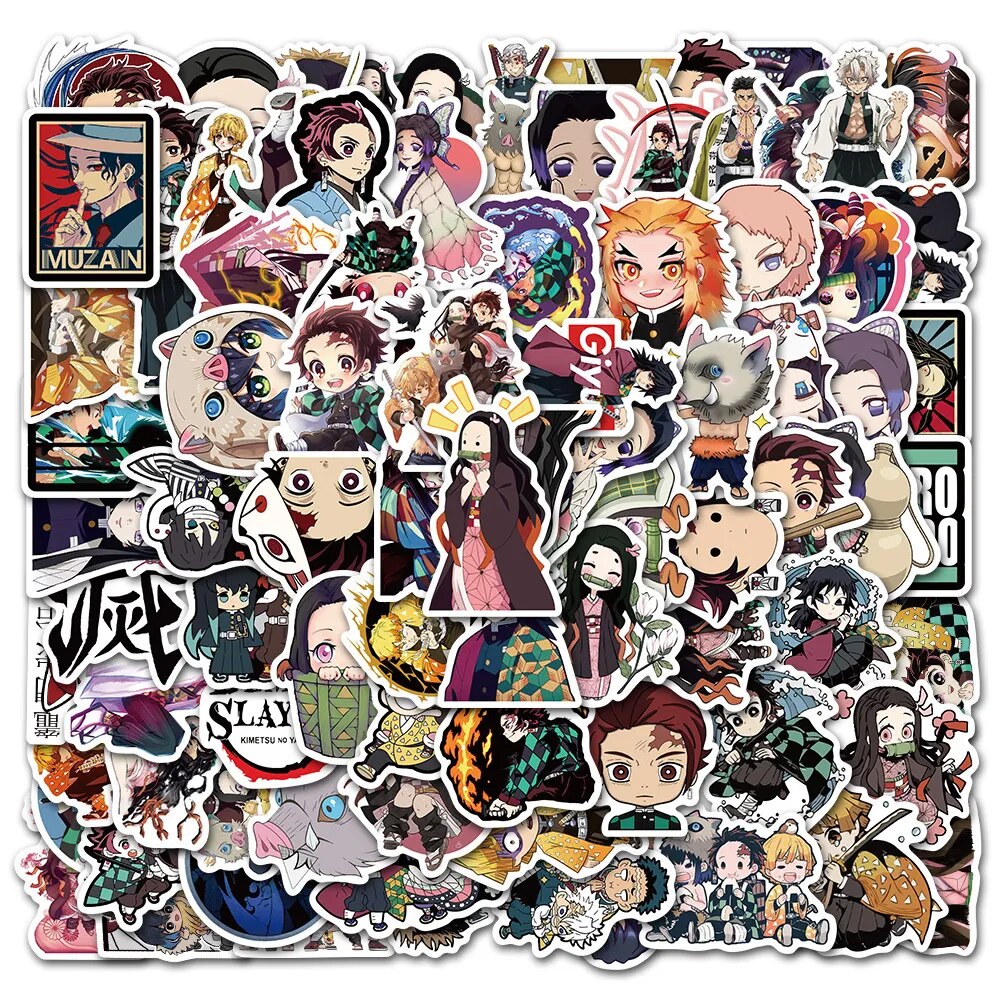 100pcs Varied Japanese Anime Stickers Attack on Titan Spirited Away Dragon Ball Haikyuu Cute Waterproof Phone Case Kids Toys