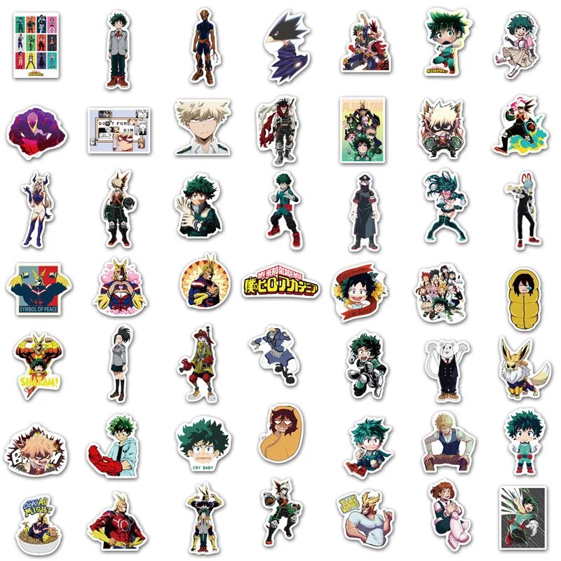 10/50/100 Uds Japón Anime mi héroe Academia pegatinas Graffiti portátil teléfono equipaje héroe Academia personaje calcomanías impermeables niños