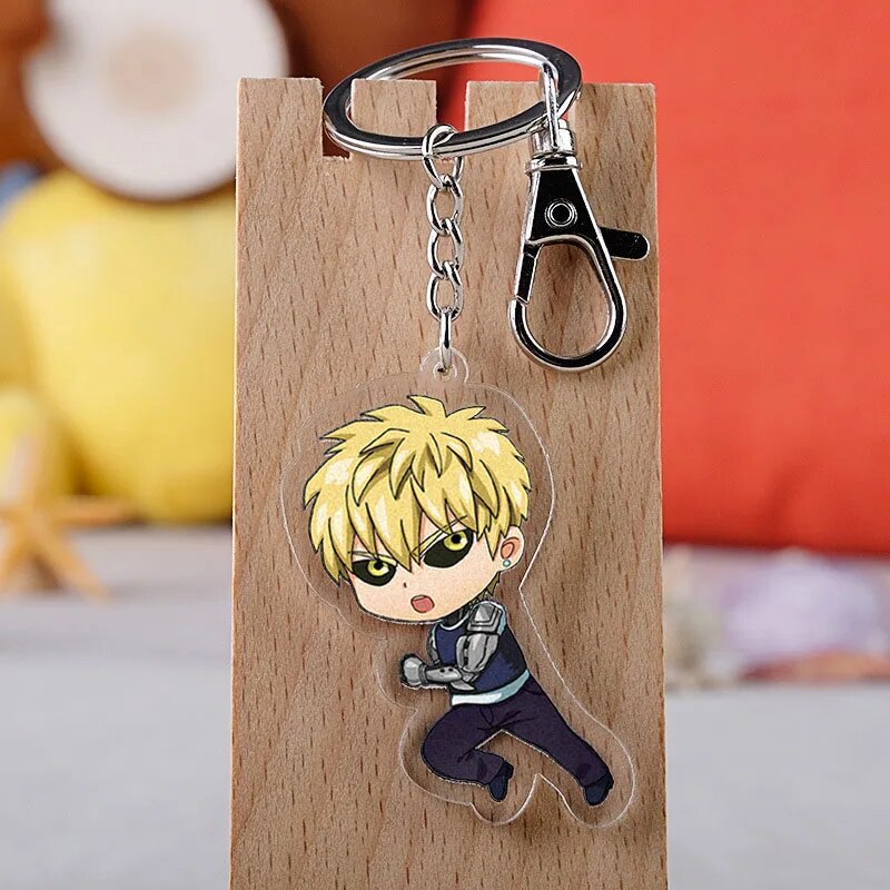 LLavero de Anime One Punch Man, figura de dibujos animados, llavero colgante acrílico, periférico de animé de dibujos animados, personalidad de moda, llavero al por mayor