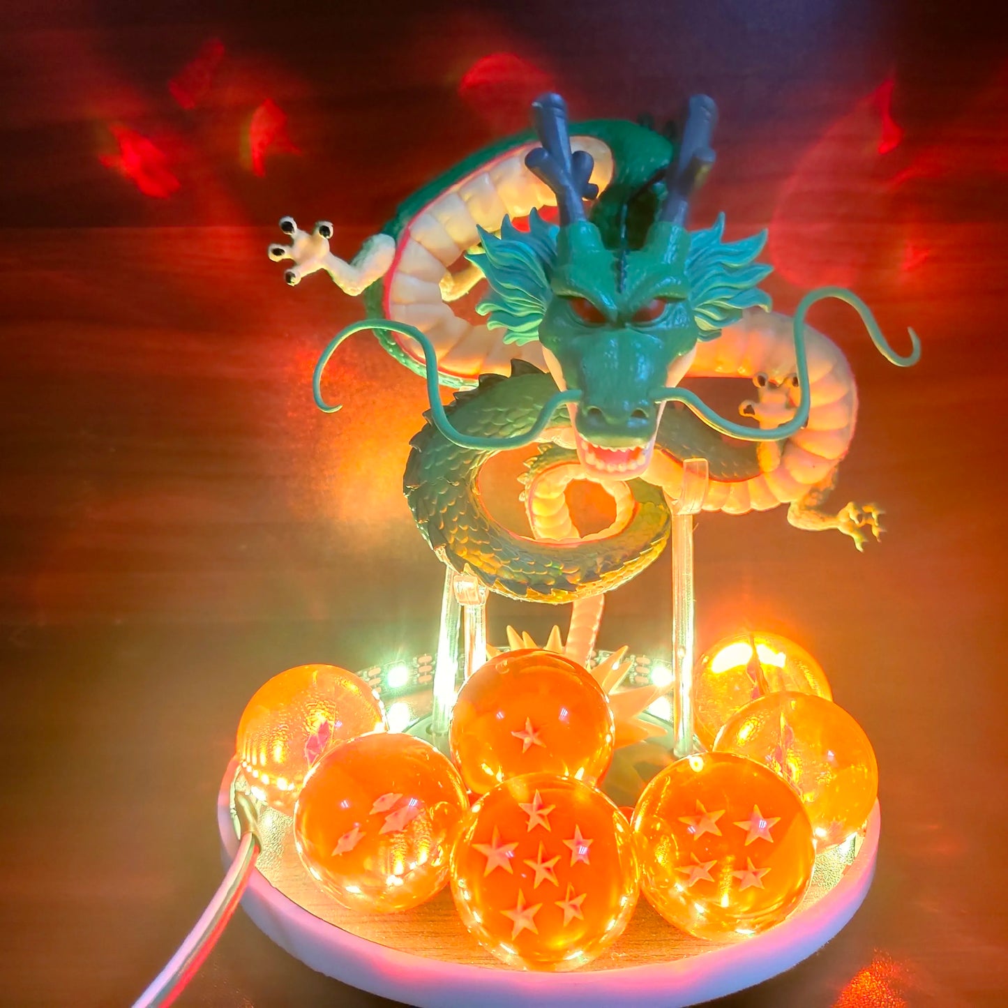 Bandai Dragon Ball Z Anime Shenlong Led Action Figures Night Lights Shenrou Crystal Balls Remote Control Figma Xmas Gift Toys