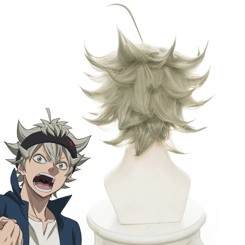 Black Clover Anime Cosplay Asta Gridelin Short Wig Cosplay Accessory Heat Resistant Cosplay Costume Wigs + Wig Cap