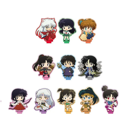 Anime Inuyasha Naraku Miroku Kikyo Mini Figure Doll Kagome Sesshoumaru Small Acrylic Figura Stand Model Cosplay Toy for Gift