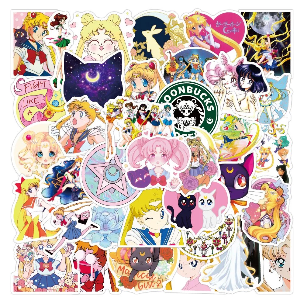 10/30/50PCS Cartoon Sailor Moon Cartoon Graffiti Personality Trend Guitar Decoration Sticker Water Cup Suitcase StickerWholesale
