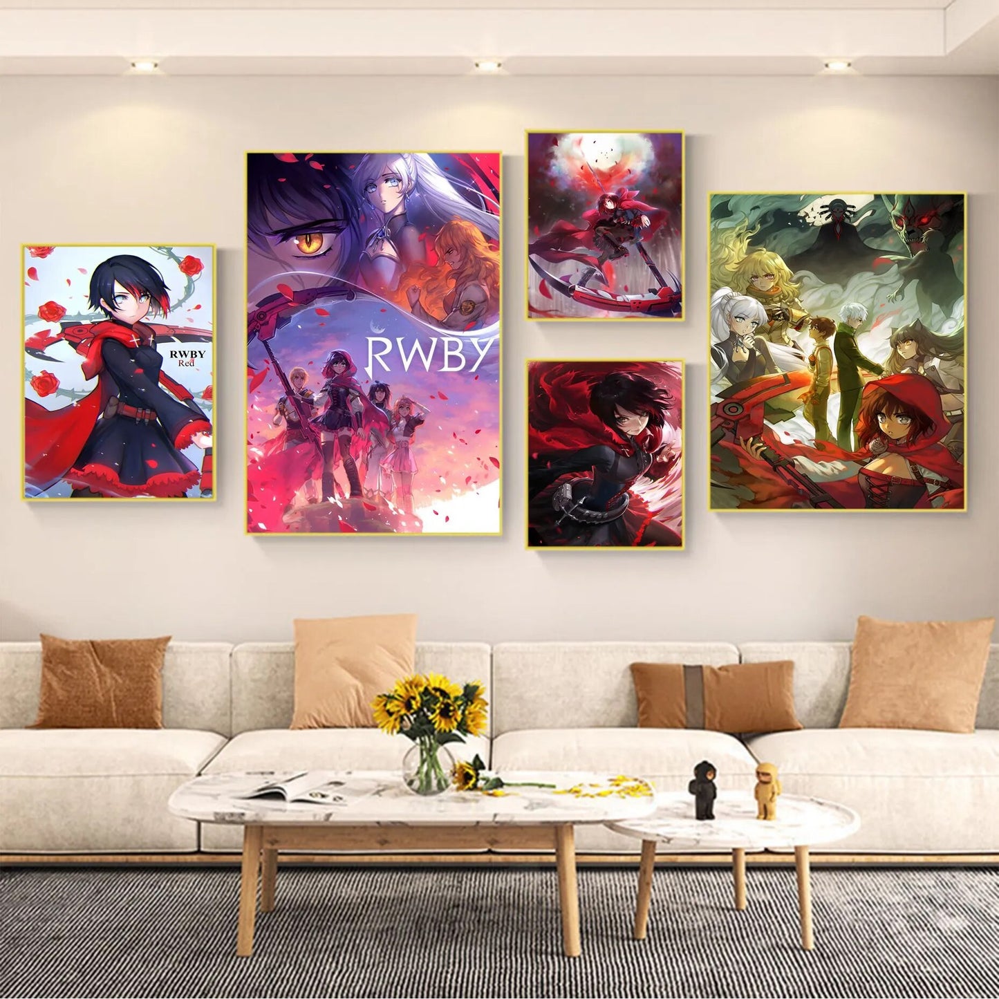 Cartoon R-RWBY Poster DIY Sticky Poster Waterproof Paper Sticker Coffee House Bar Home Decor