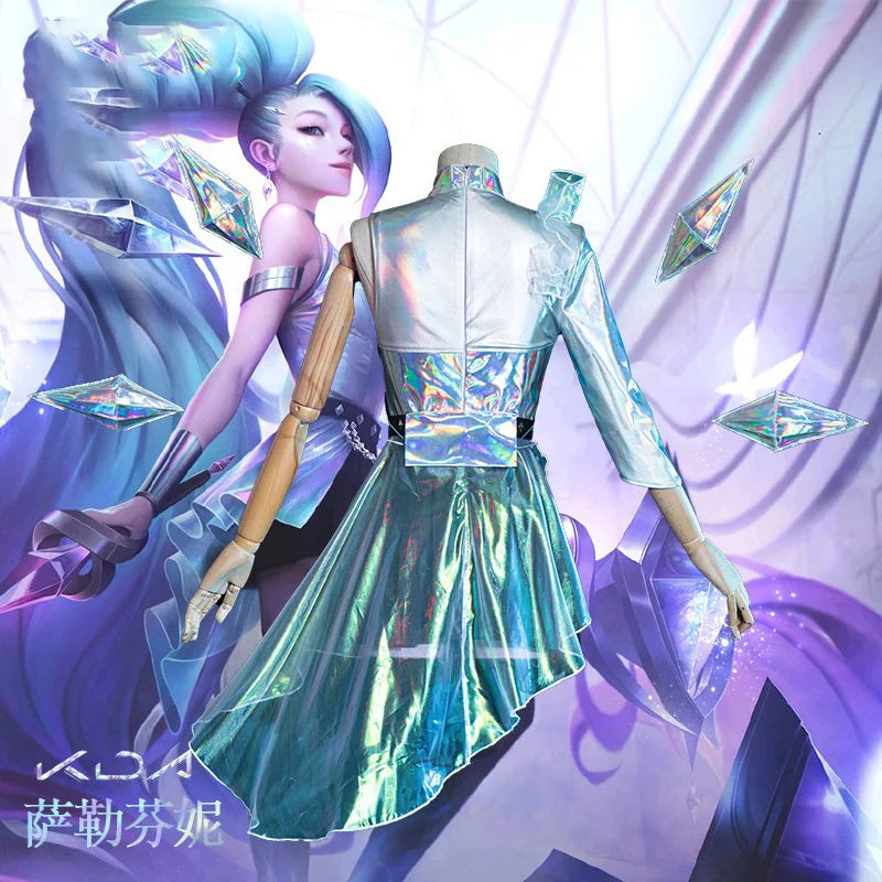 LOL Cosplay KDA Seraphine Costume Wig K/DA ALL OUT More 2020 Performance Costumes Dresses Skirt Outfits Sparkling Stage Suit