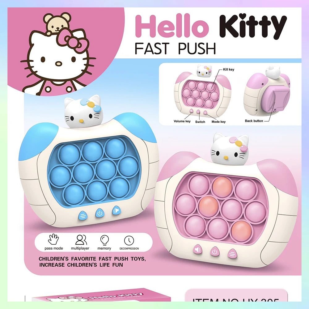 Máquina de juego de empuje rápido de Anime Sanrio, Hellokitty Cinnamoroll Kuromi, juguete educativo de descompresión, juego de rompecabezas creativo para chico, regalo de Navidad