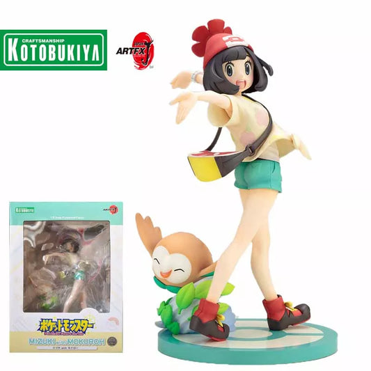 Original Kotobukiya 1/8 ARTFX J Pokémon Sun and Moon Selene Rowlet PVC Action Figure Anime Model Toys Collection Doll Gift