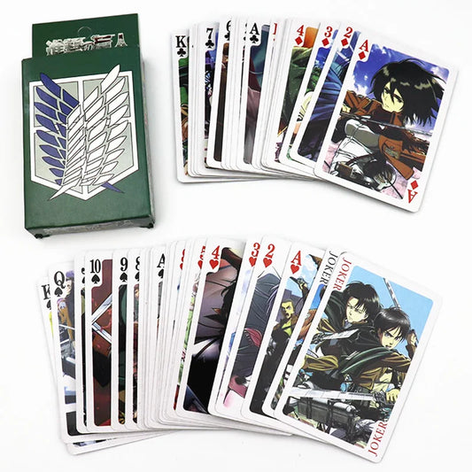 Anime Poker Board Game Card Toy Attack On Titan Death Note Ninja BLEACH Fairy Tail Date A Live Madoka Cartoon Deck Collection