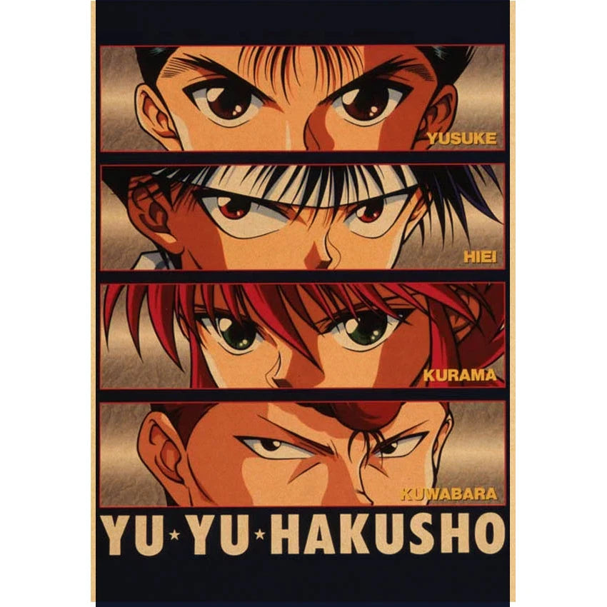 yu yu hakusho Posters Retro Poster Home Decor japanese anime Wall Stickers Living Room Bar Cafe Decoration Pictures