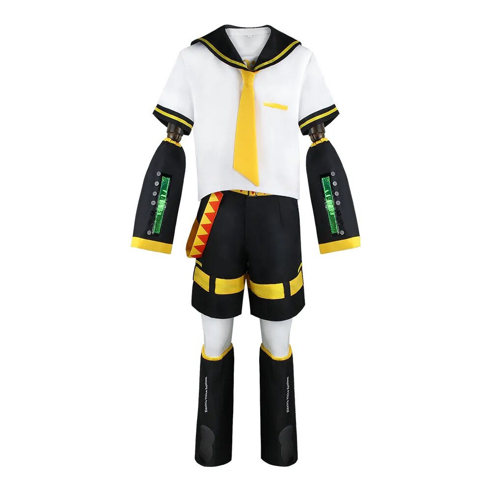 Japanese anime Rin Len Halloween Uniform Kagamine Len + Rin Cosplay Complete Costumes sets Tops+Shorts women men