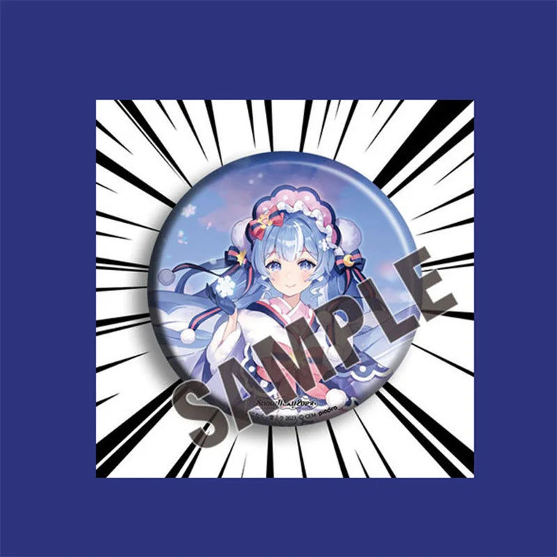 2023 Snow Hatsune Miku Anime Figure Brooch Badge Accessories for Backpack Bags Hatsune Miku Vocaloid Brooch Badge Toys Gifts