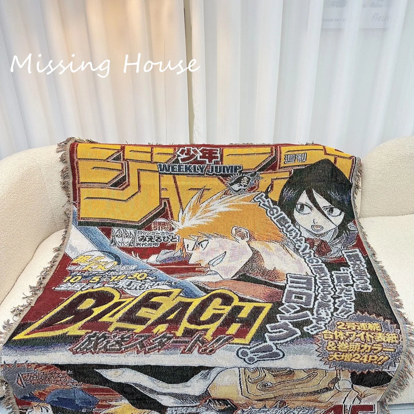 Bleach Anime Throw Towel Blanket Tapestry Bedspread Outdoor Camp Beach Towels Sofa Chair Cover Mat Rug Tassel