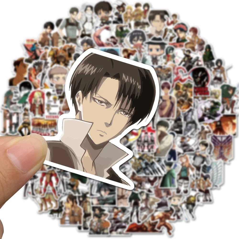 10/100pcs Attack on Titan Sticker Anime Icon Classic Animal Stickers For DIY Children to Laptop Suitcase Bicycle Car PVC Sticker