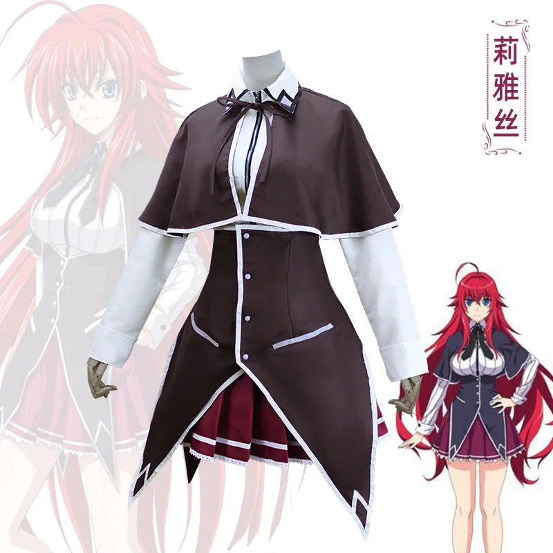 Anime High School D×D DxD Rias Gremory Cosplay Costume Wig Cloak Top Skirt Adult Sexy Woman Child Uniform Hallowen Suit