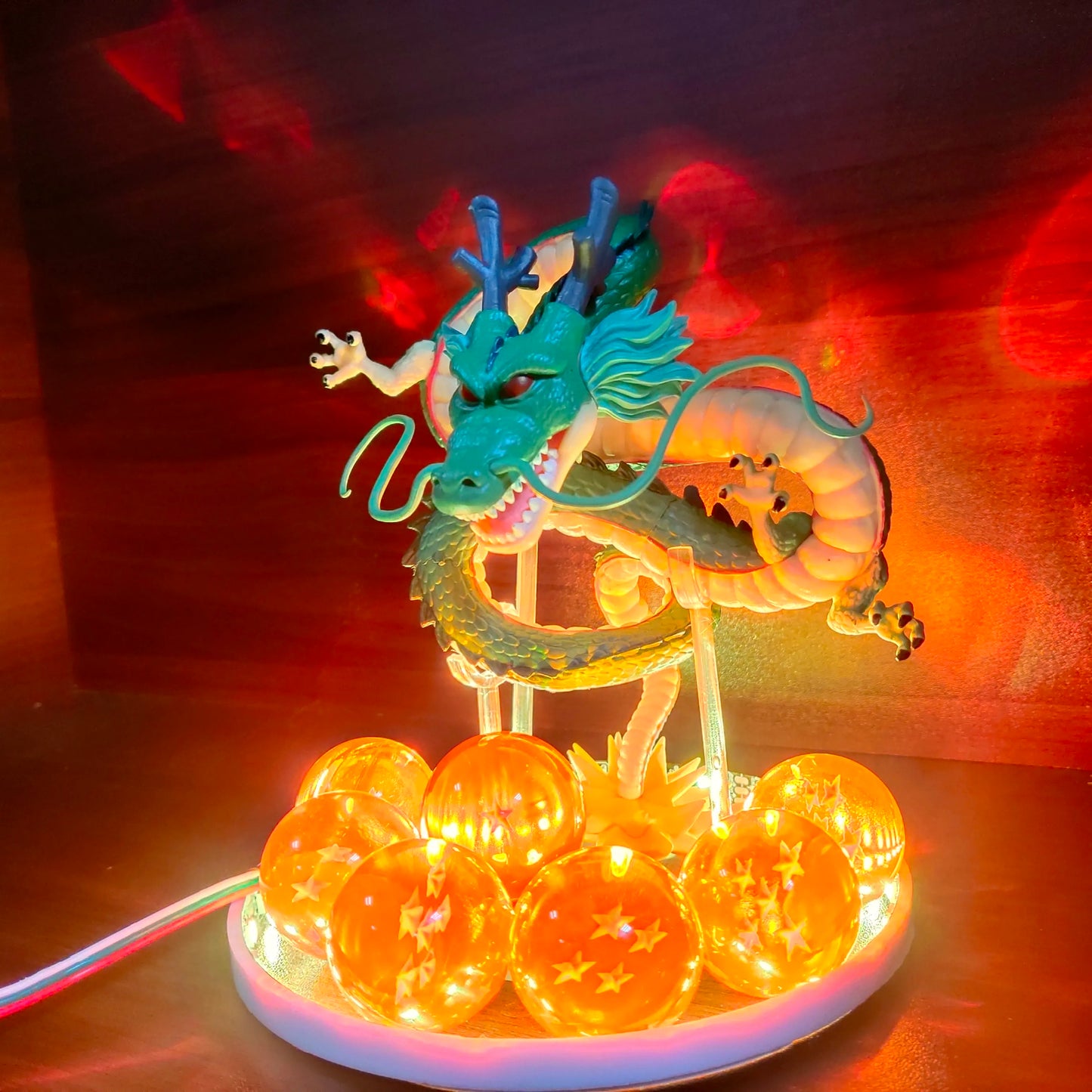 Bandai Dragon Ball Z Anime Shenlong figuras de acción Led luces nocturnas Shenrou bolas de cristal Control remoto Figma juguetes de regalo de Navidad