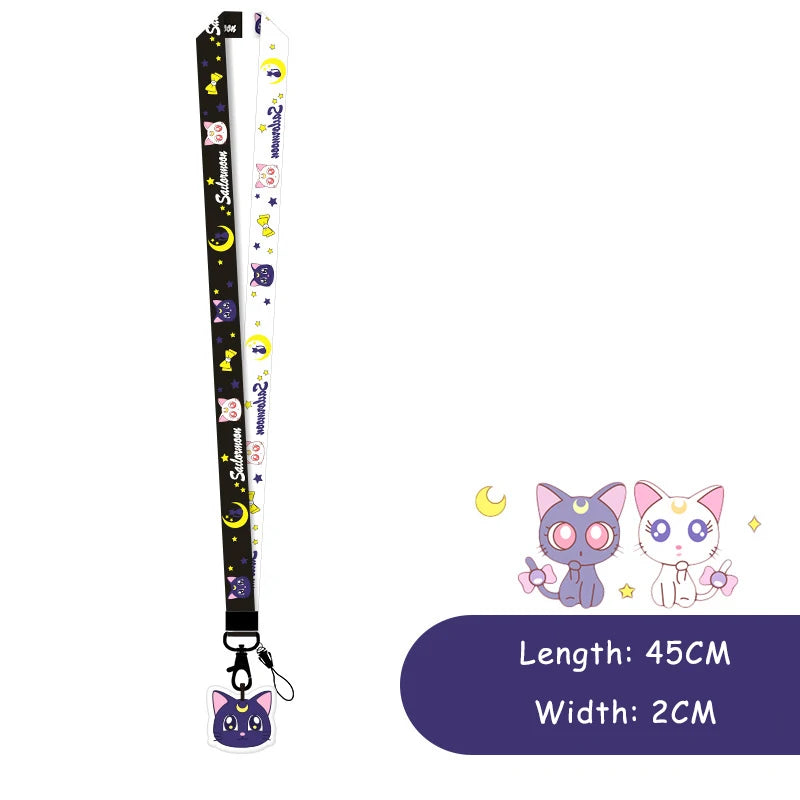 Y2k Cartoon Anime Sailor Moon Key Lanyard Mobile Phone Straps Cosplay Badge ID Cards Holders Neck Straps Key Chain for Couple