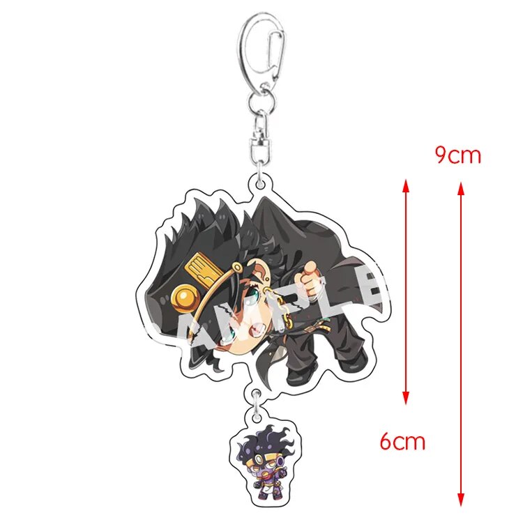 Anime Keychain JoJo Bizarre Adventure Man Key Chain for Women Accessories Cute Bag Pendant Key Ring Acrylic Cartoon Friends Gift