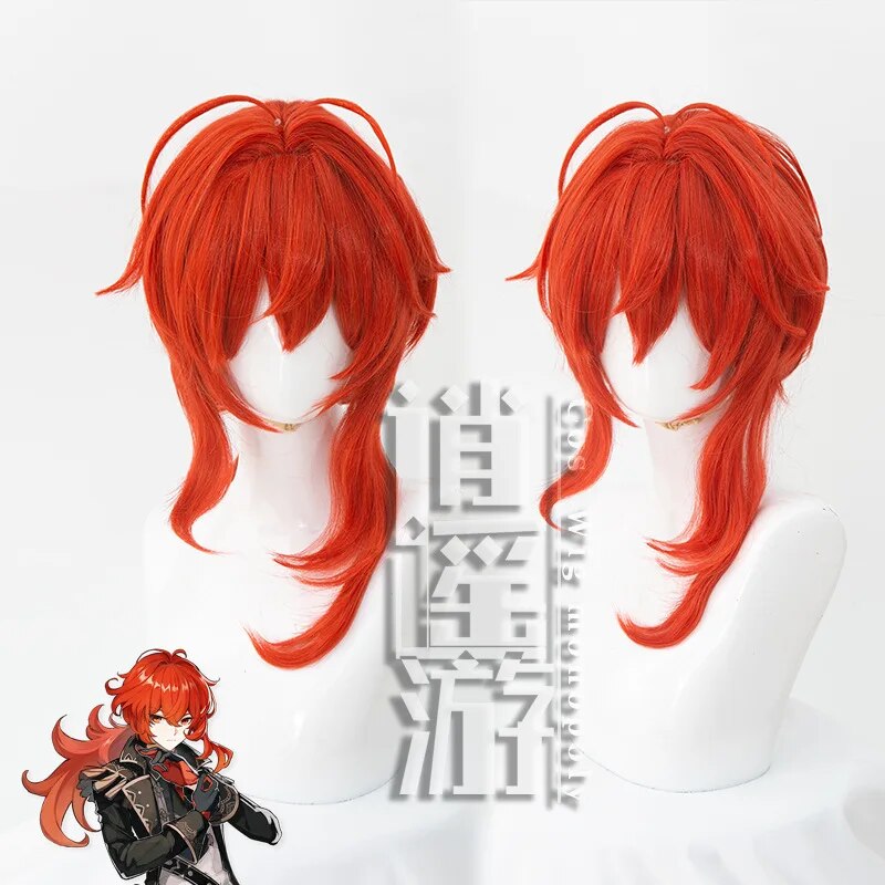 Game Genshin Impact Diluc Ragnvindr Cosplay Costumes Wig New Arrival Character Outfit Unisex Comic Roleplaying Diluc Outfit