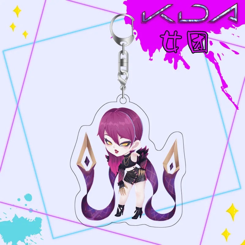 Anime League Of Legends Key Chains Acrylic Kda Figure Akali Ahri Kai'Sa Keyrings Kawaii Bags Keychain Pendant Gift For Friend