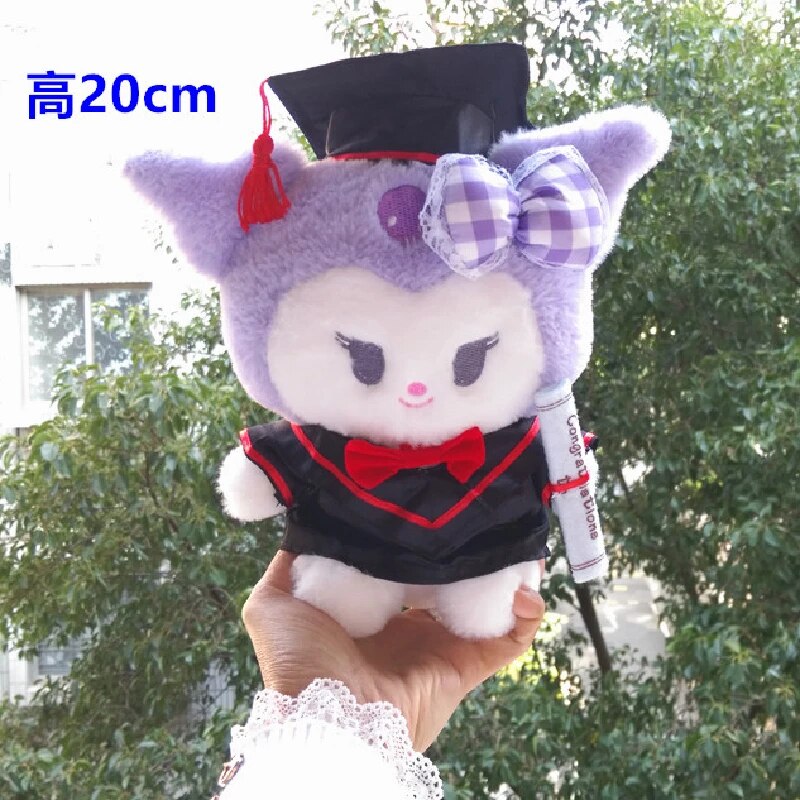 Sanrio Cinnamoroll Kuromi Hello Kitty peluche temporada de graduación juguete de dibujos animados muñeco de peluche suave Anime decoración juguetes para niños regalo