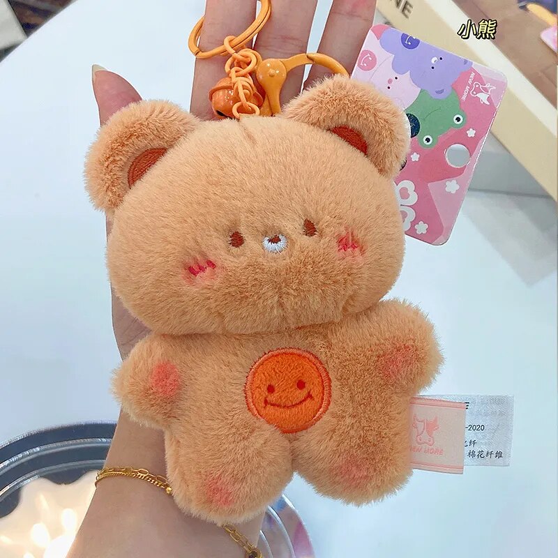 Juguete de peluche animales Kawaii llavero de Anime muñecos suaves Plushie para niños regalo juguete que suena Panda conejo cerdo lindos accesorios