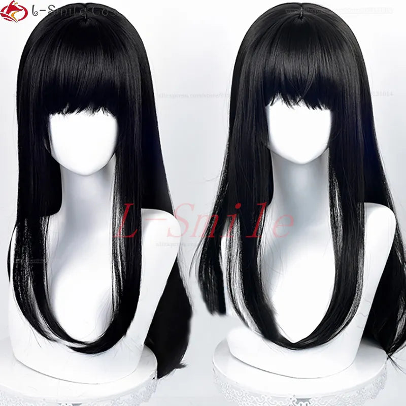 Anime Chainsaw Man Mitaka Asa Cosplay Wig Asa Mitaka 65cm Long Black Heat Resistant Synthetic Hair Halloween Wigs + Wig Cap