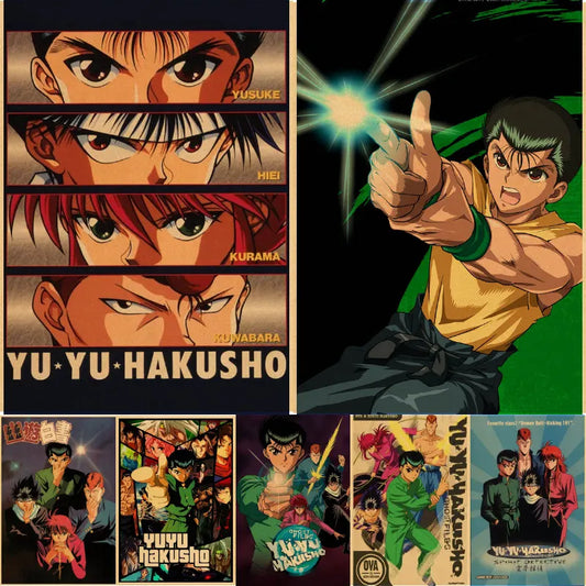 yu yu hakusho Posters Retro Poster Home Decor japanese anime Wall Stickers Living Room Bar Cafe Decoration Pictures