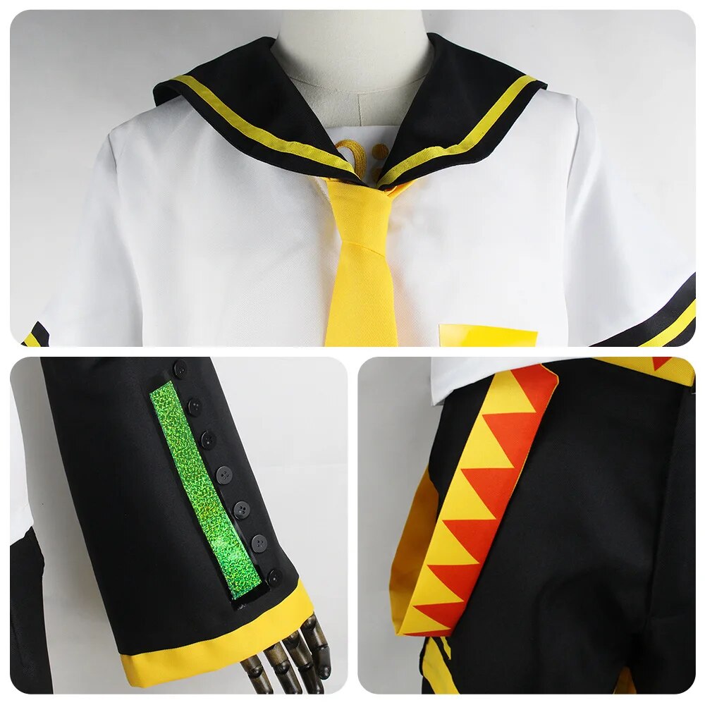 Anime Rin Len disfraces de Halloween uniforme Vocaloid Cosplay peluca amarilla top pantalones uniforme ropa Halloween carnaval adultos niños